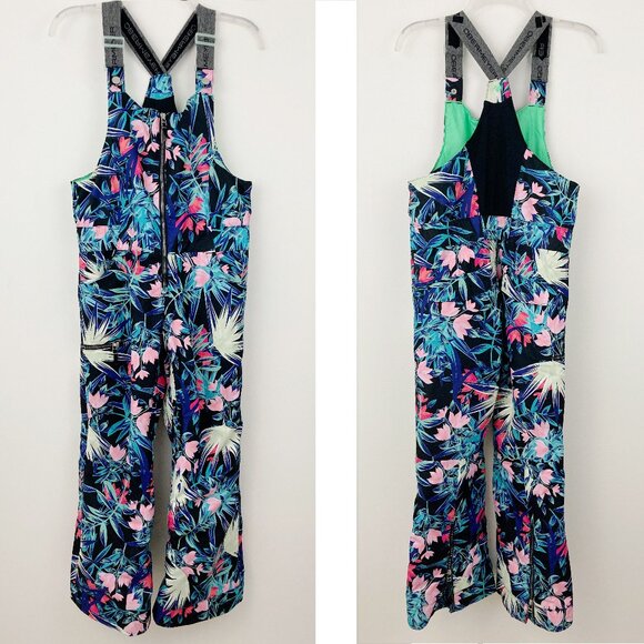 Obermeyer Anya Bib Pant Teen Size L 14-16 Alohaute Print Snowboarding Ski Winter - Picture 2 of 16
